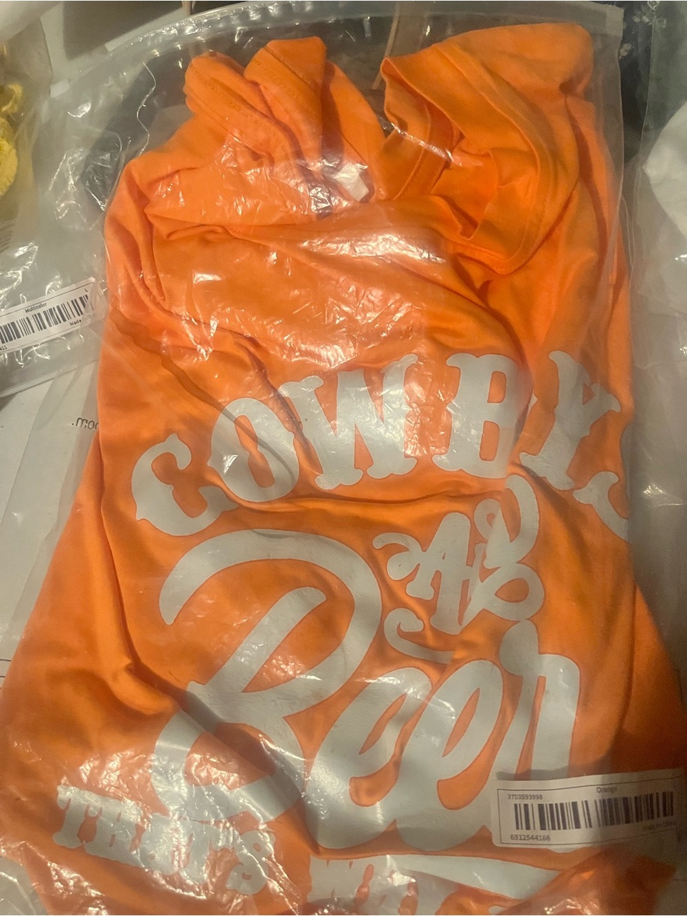Guess Orange Graphic Short Sleeve Tee with White Print